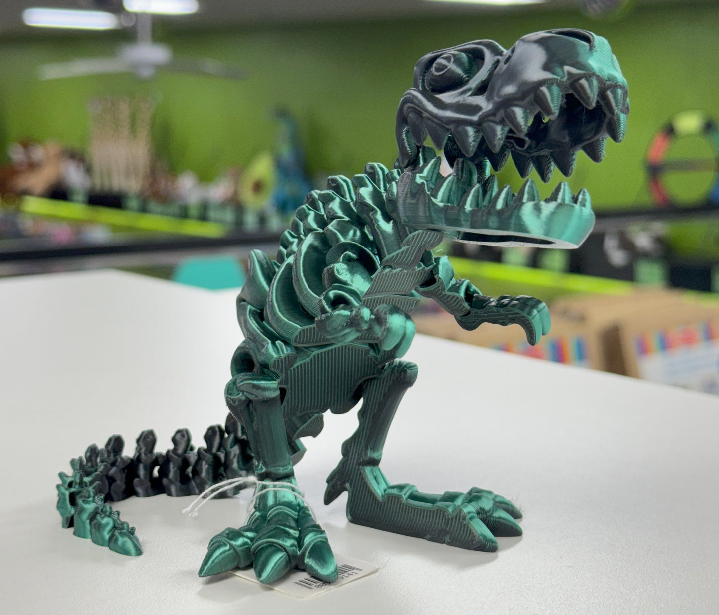 Flexi T-Rex Skeleton – Dual-Color 3D Printed Dinosaur | Poseable Desk Toy | Mystic Layers 3D